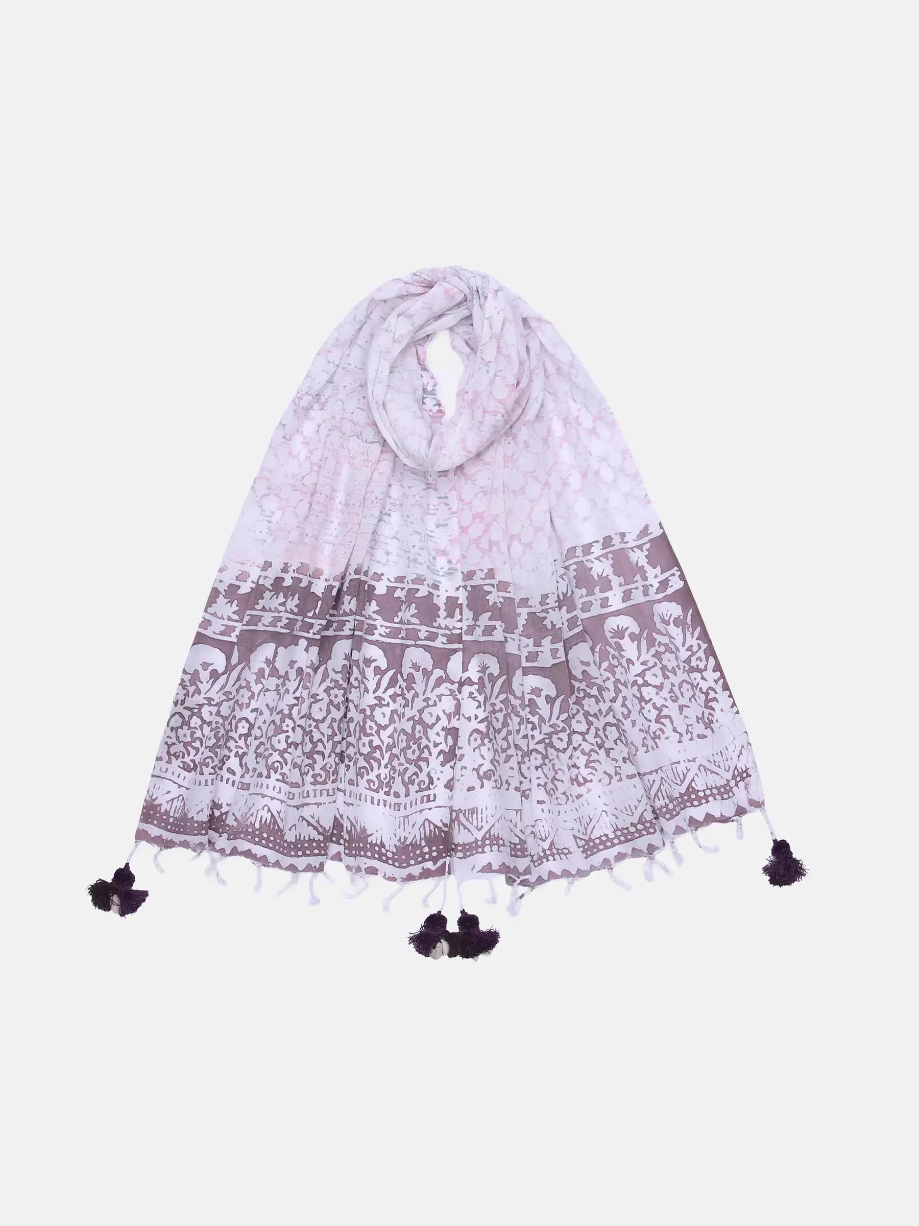 Mauve/Pink Wax Dyed Handloom Scarf