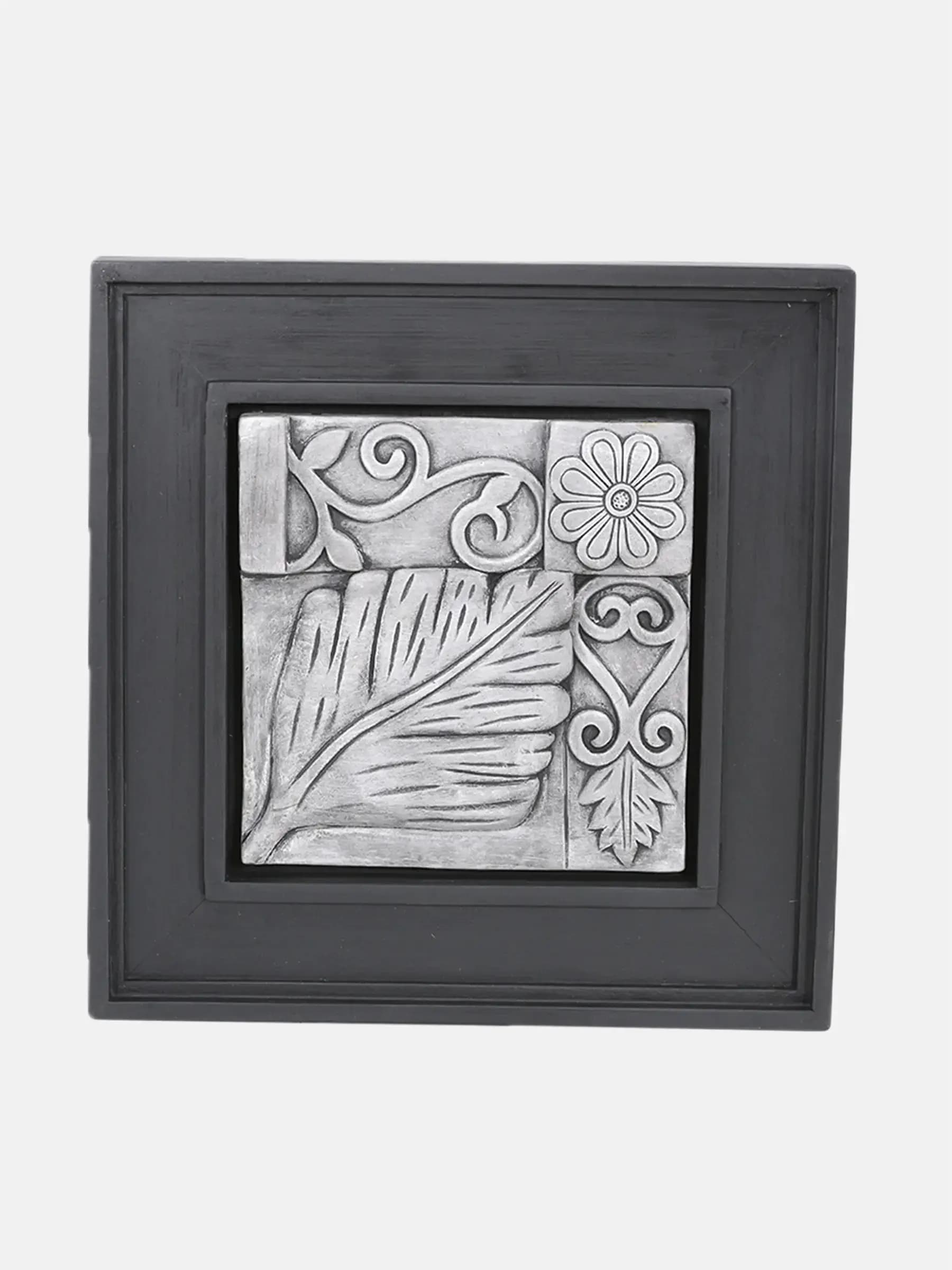 Grey Wood Framed Clay Wall Hanging