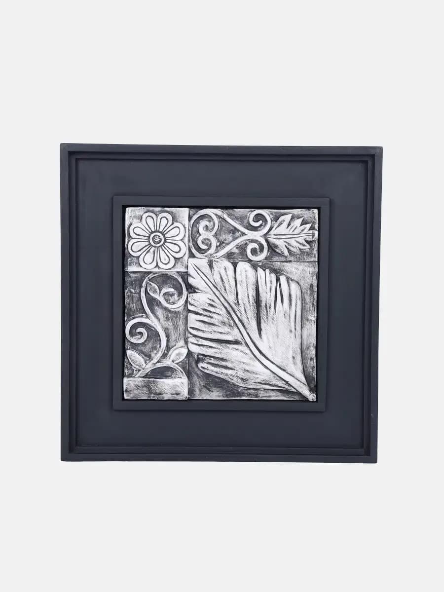 Grey Wood Framed Clay Wall Hanging